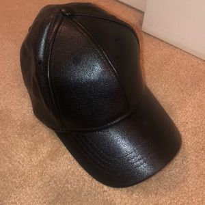 Black leather baseball cap